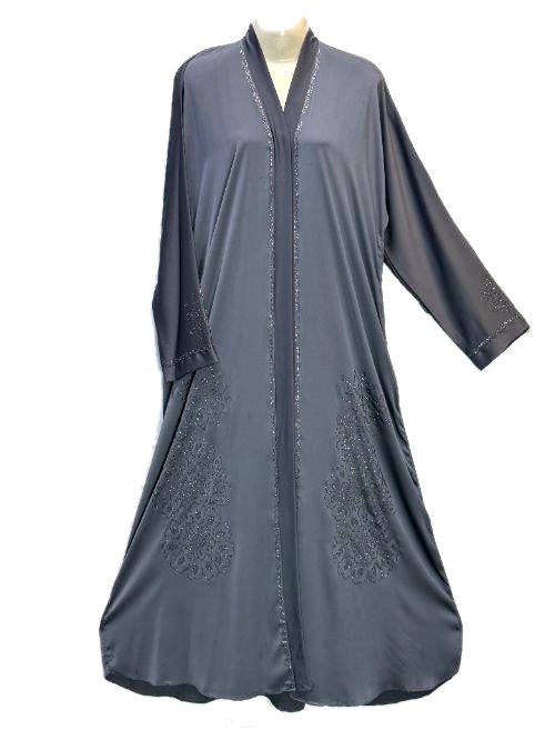 Graphite DMC Embroidered Abaya