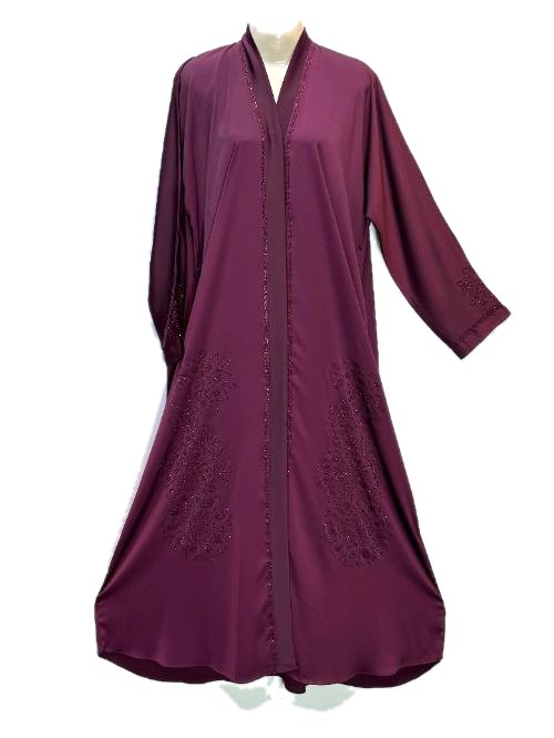 Merlot DMC Embroidered Abaya