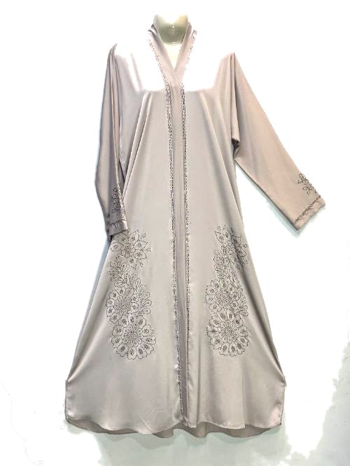 Oatmeal DMC Embroidered Abaya