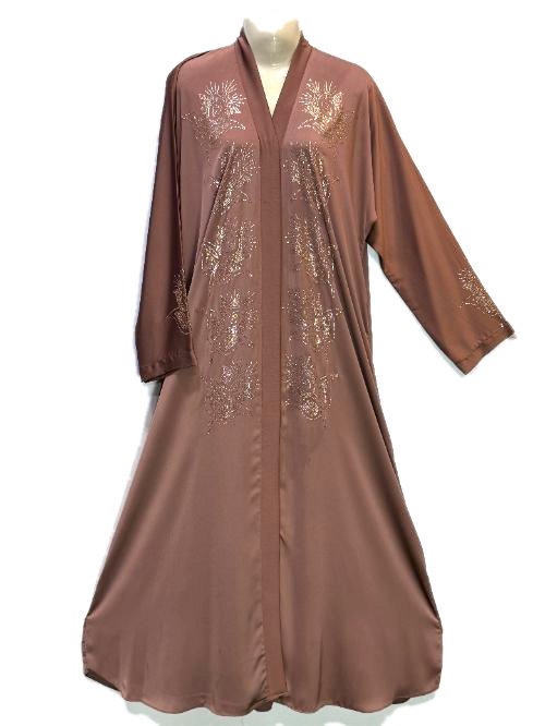 Brown DMC Embroidered Abaya