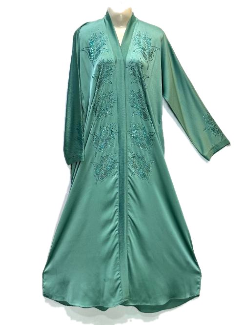 Aqua DMC Embroidered Abaya
