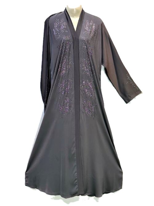 Charcoal DMC Embroidered Abaya