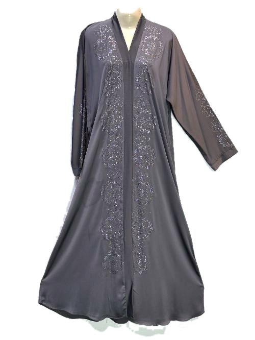 Graphite DMC Embroidered Abaya (DMC15)