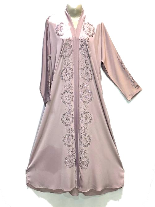 Silver Grey DMC Embroidered Abaya (DMC17)