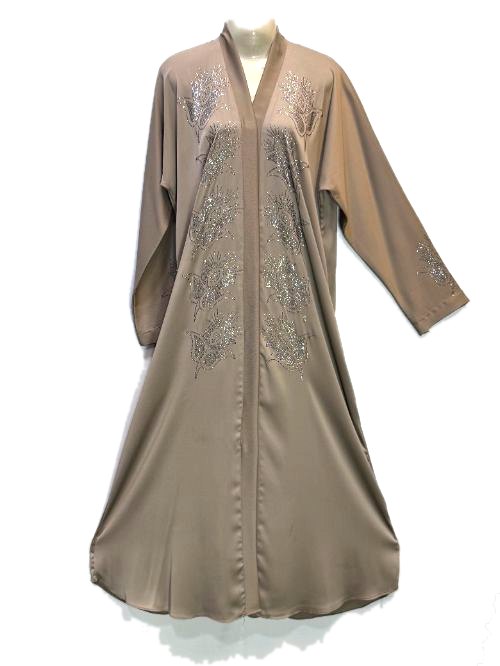 Taupe DMC Embroidered Abaya