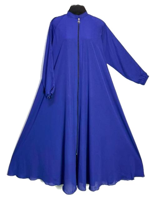 Royal Blue Manjan Chiffon Zip Abaya