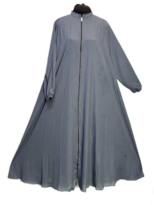 Graphite Manjan Chiffon Zip Abaya