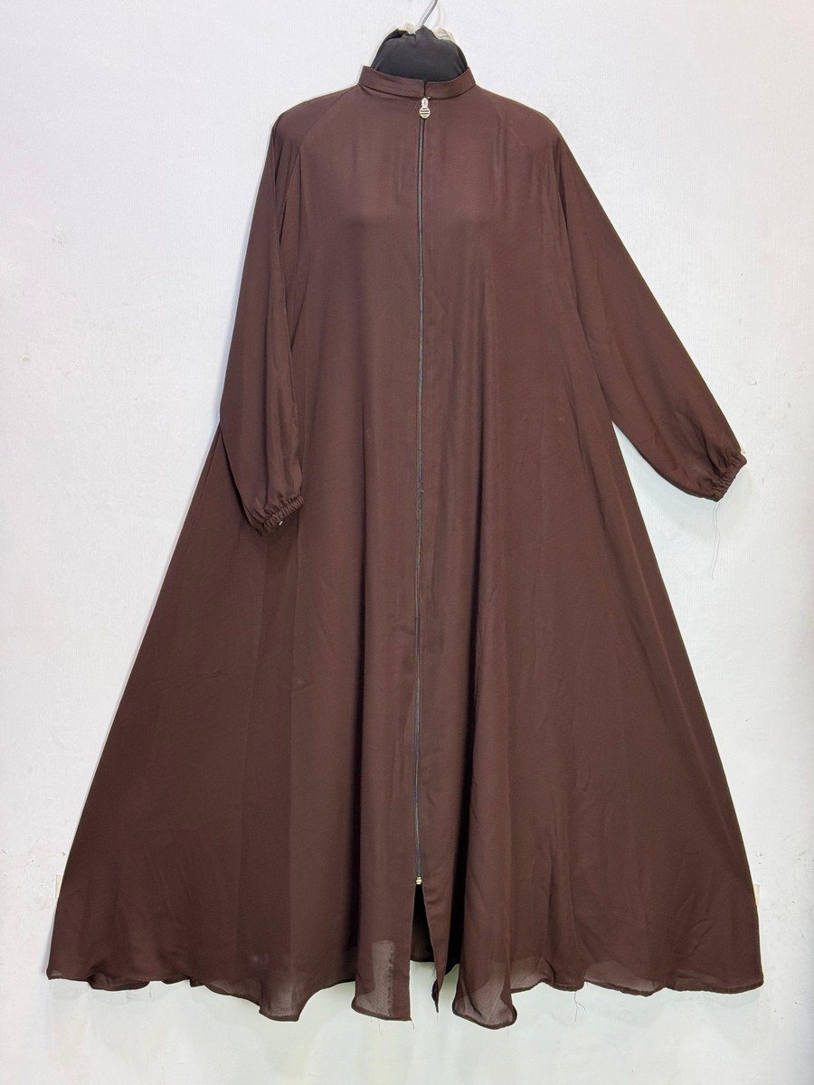 Cocoa Manjan Chiffon Zip Abaya