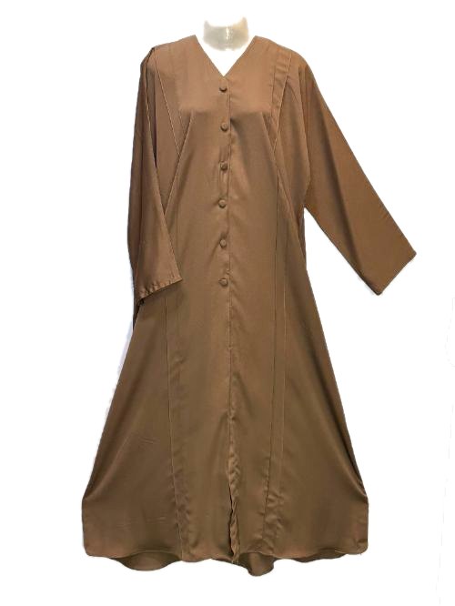 Brown Self-Button Nida Gown