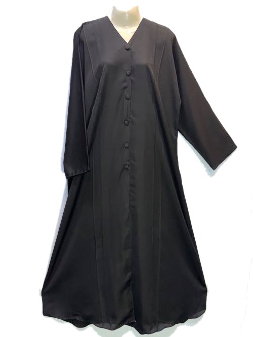 Jet Black Self-Button Nida Gown (NBG04)