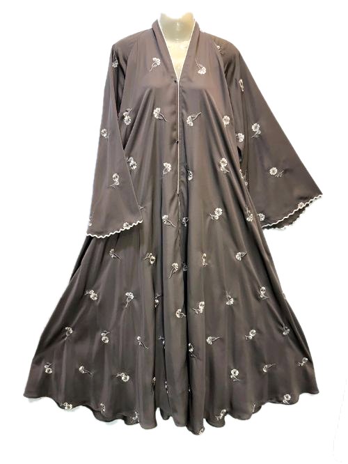 Graphite Embroidered Nida Cheel Abaya