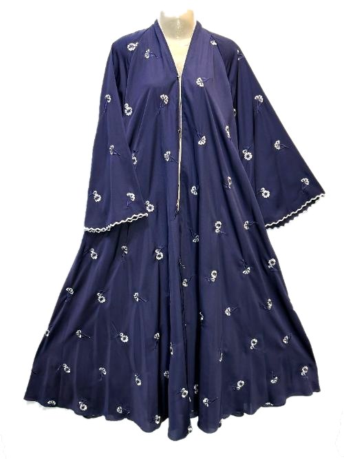 Midnight Blue Embroidered Nida Cheel Abaya