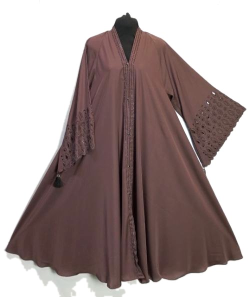 Cocoa Laser Cutwork Abaya