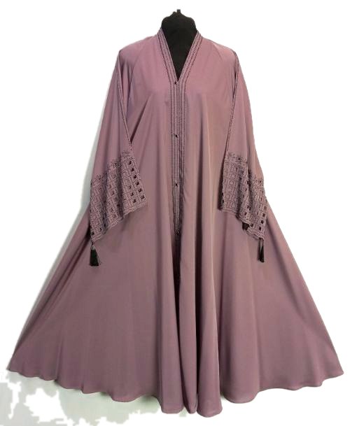 Mauve Laser Cutwork Abaya