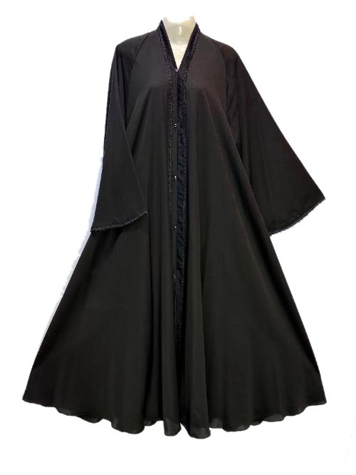 Black Lace Trim Nida Cheel Abaya