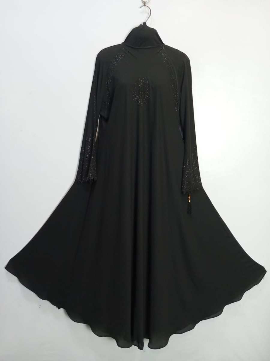 Jet Black Nug Cheel Abaya (NMN02)