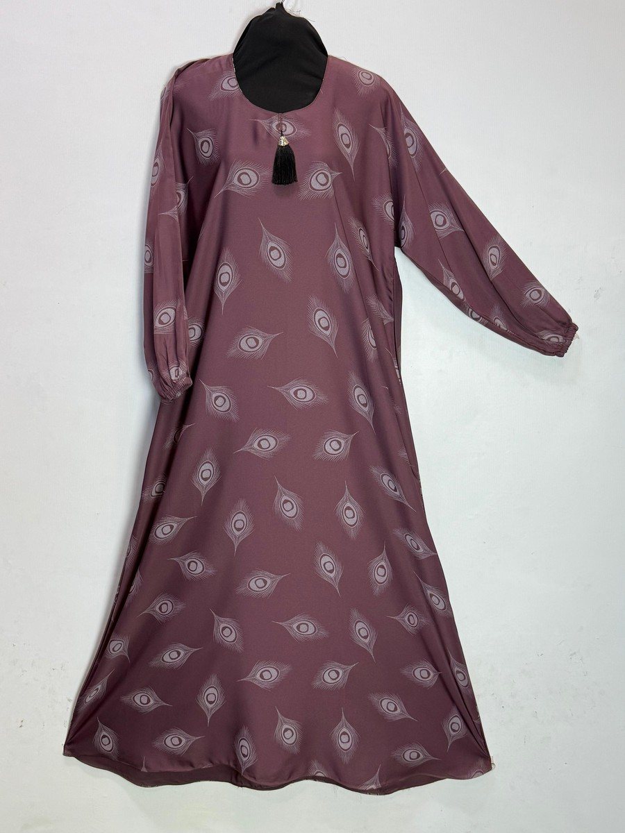 Plum Printed Nida Maxi