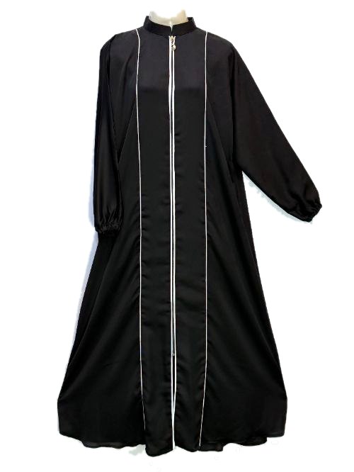 Black Full Zip Nida Gown (NZG02)
