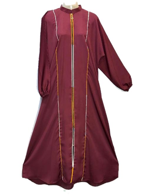Maroon Full Zip Nida Gown