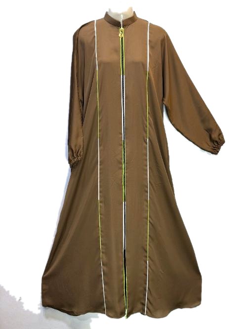 Brown Full Zip Nida Gown