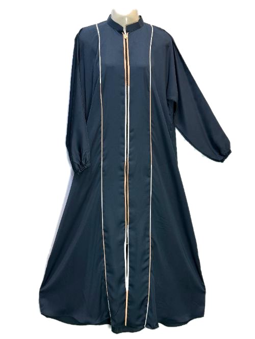 Jet Black Full Zip Nida Gown