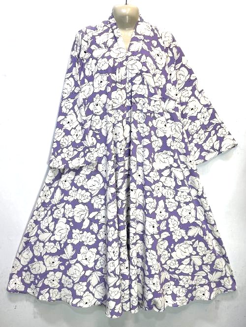 Silver Grey Printed Cheel Abaya (PC20)