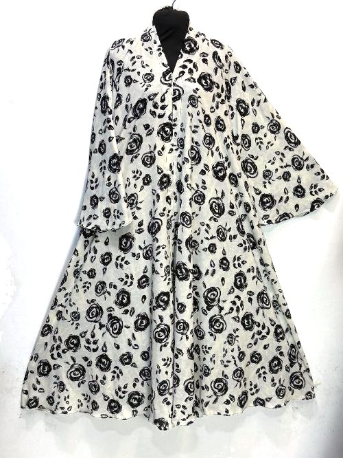 Dove Grey Printed Cheel Abaya (PC42)