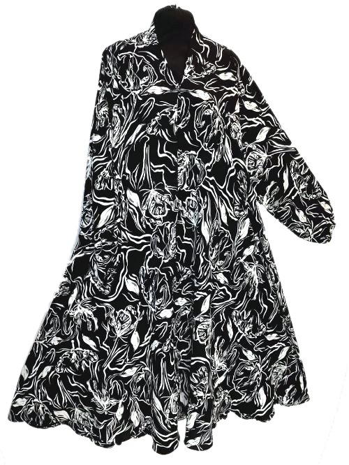 Slate Grey Printed Cheel Abaya (PC48)
