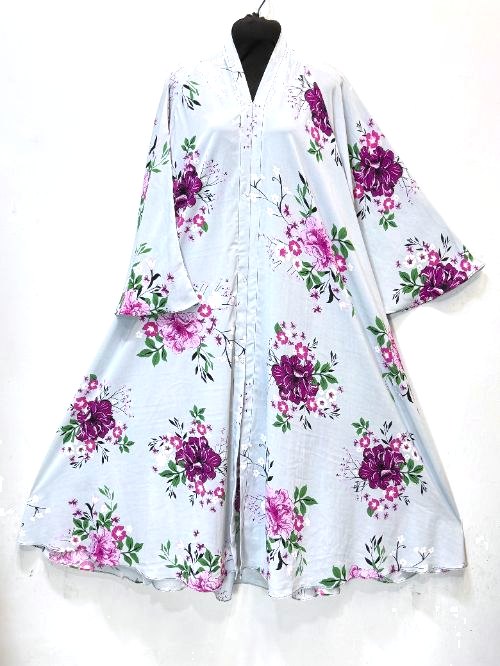 Dove Grey Printed Cheel Abaya (PC68)