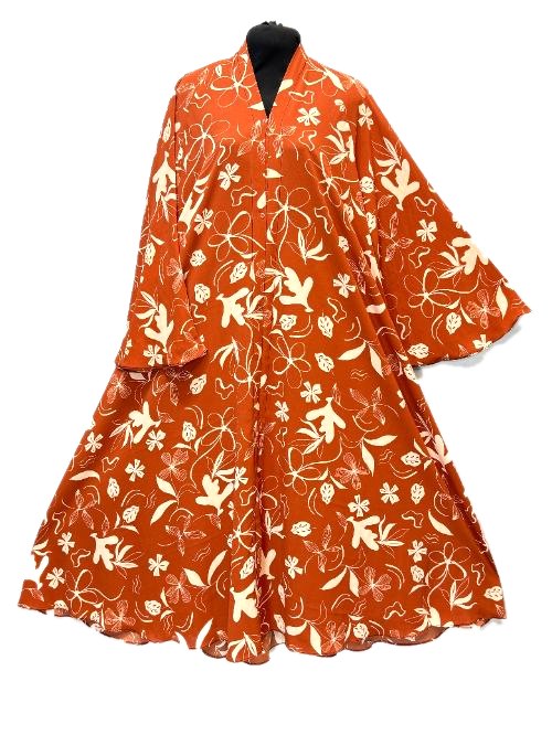 Terracotta Printed Cheel Abaya