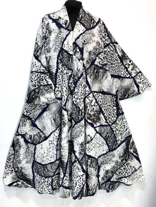 Silver Grey Printed Nug Cheel Abaya