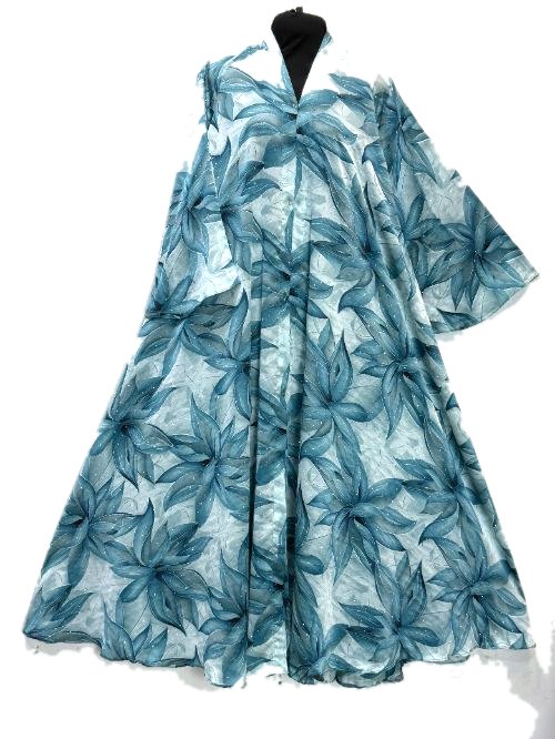 Aqua Printed Nug Cheel Abaya