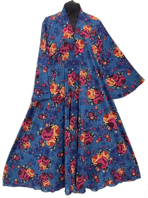 Navy Printed Nug Cheel Abaya