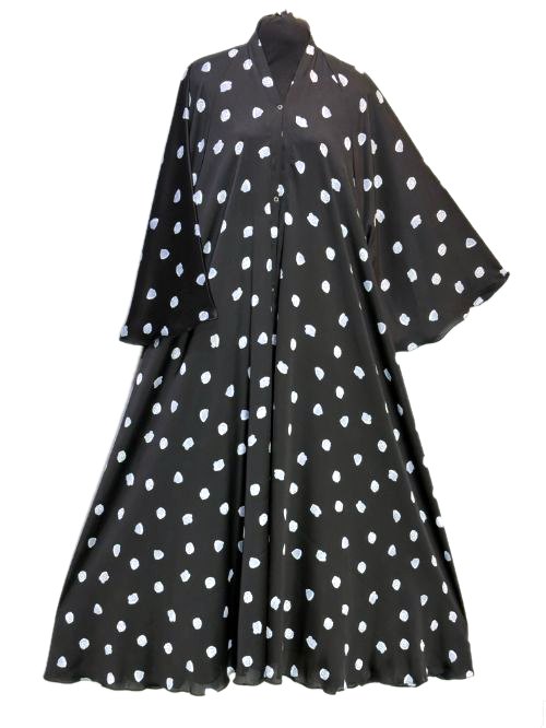 Jet Black Printed Tiktok Cheel Abaya