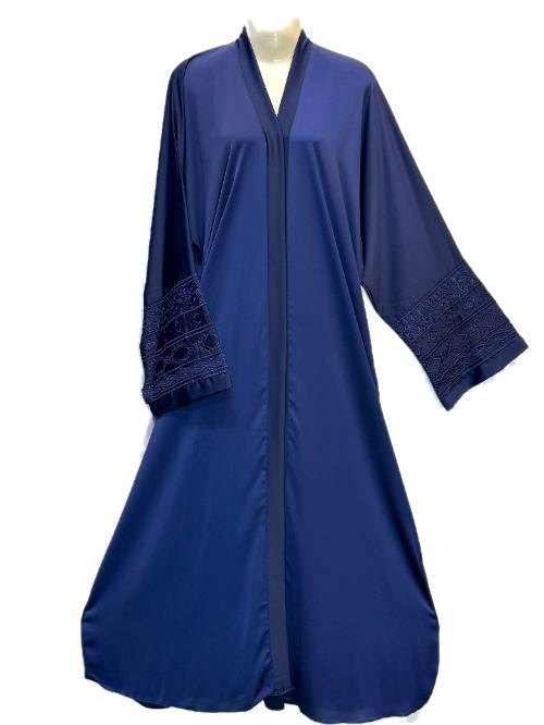 Navy Embroidered Sleeve Tiktok Abaya