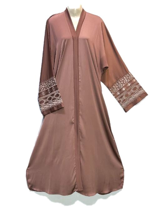 Mocha Embroidered Sleeve Tiktok Abaya