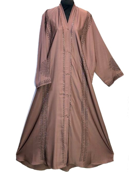 Mocha Nug Embellished Open Abaya