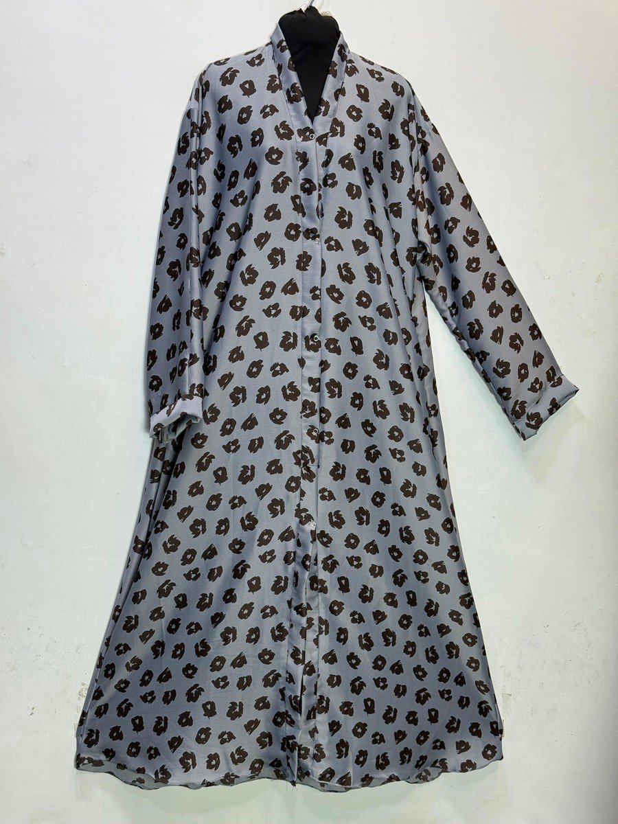 Slate Grey Printed Tiktok Abaya (XLPT13)