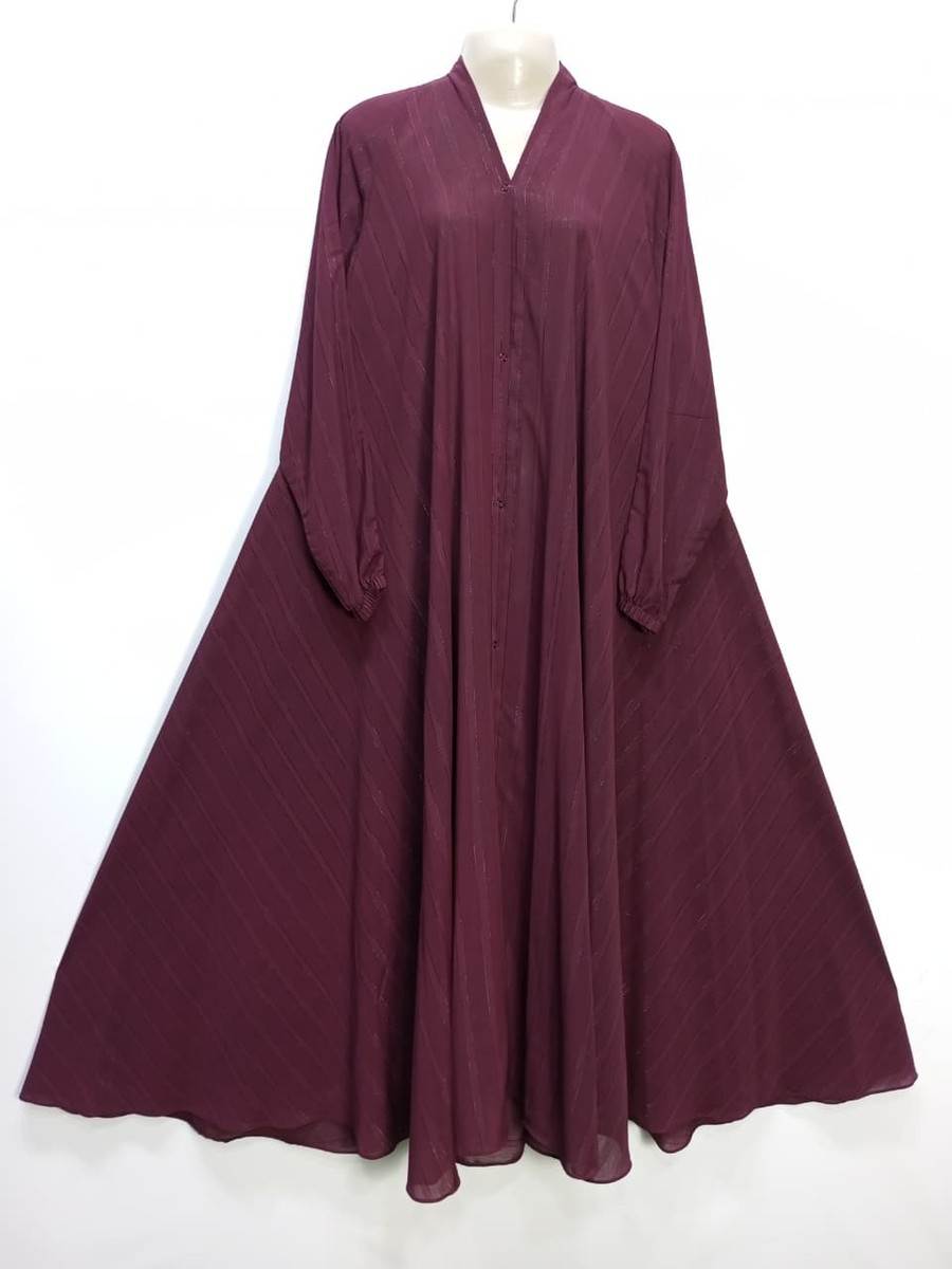 Merlot Zari Pleated Cheel Abaya