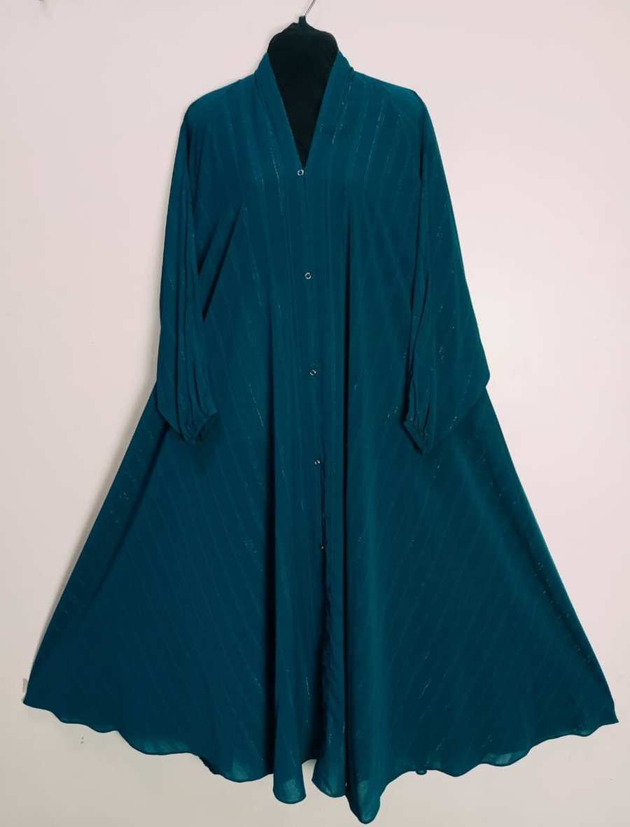 Midnight Blue Zari Pleated Cheel Abaya