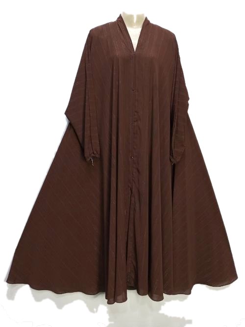 Coffee Brown Zari Pleated Cheel Abaya