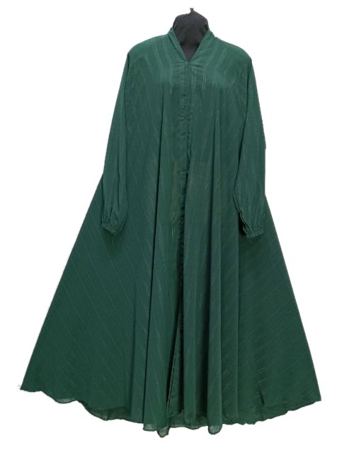 Bottle Green Zari Pleated Cheel Abaya