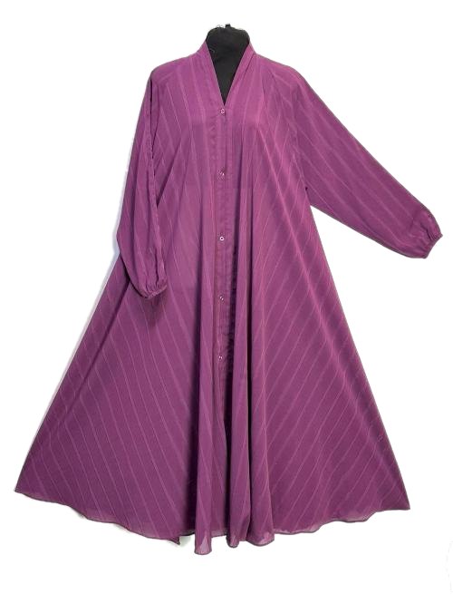 Plum Zari Pleated Cheel Abaya (ZC10)