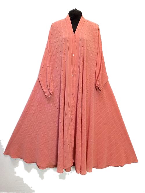 Rose Pink Zari Pleated Cheel Abaya (ZC12)