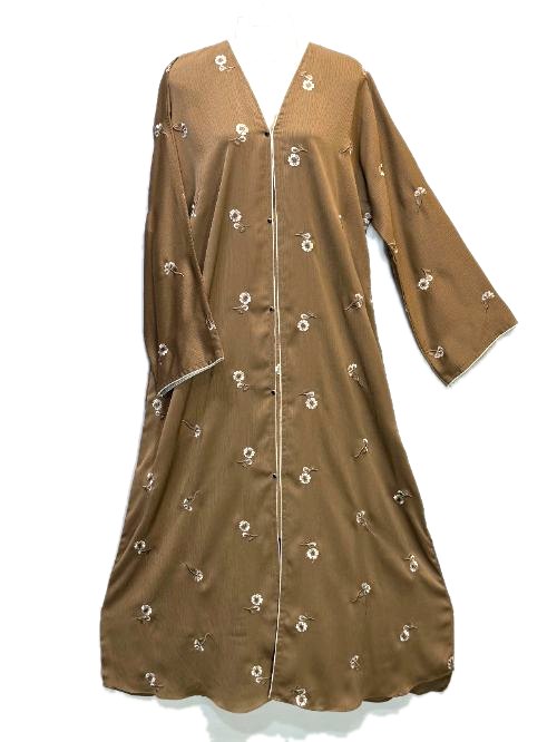 Brown Embroidered Zoom Gown