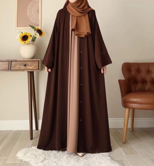 Double Upper Coat Style Abaya - Image 2